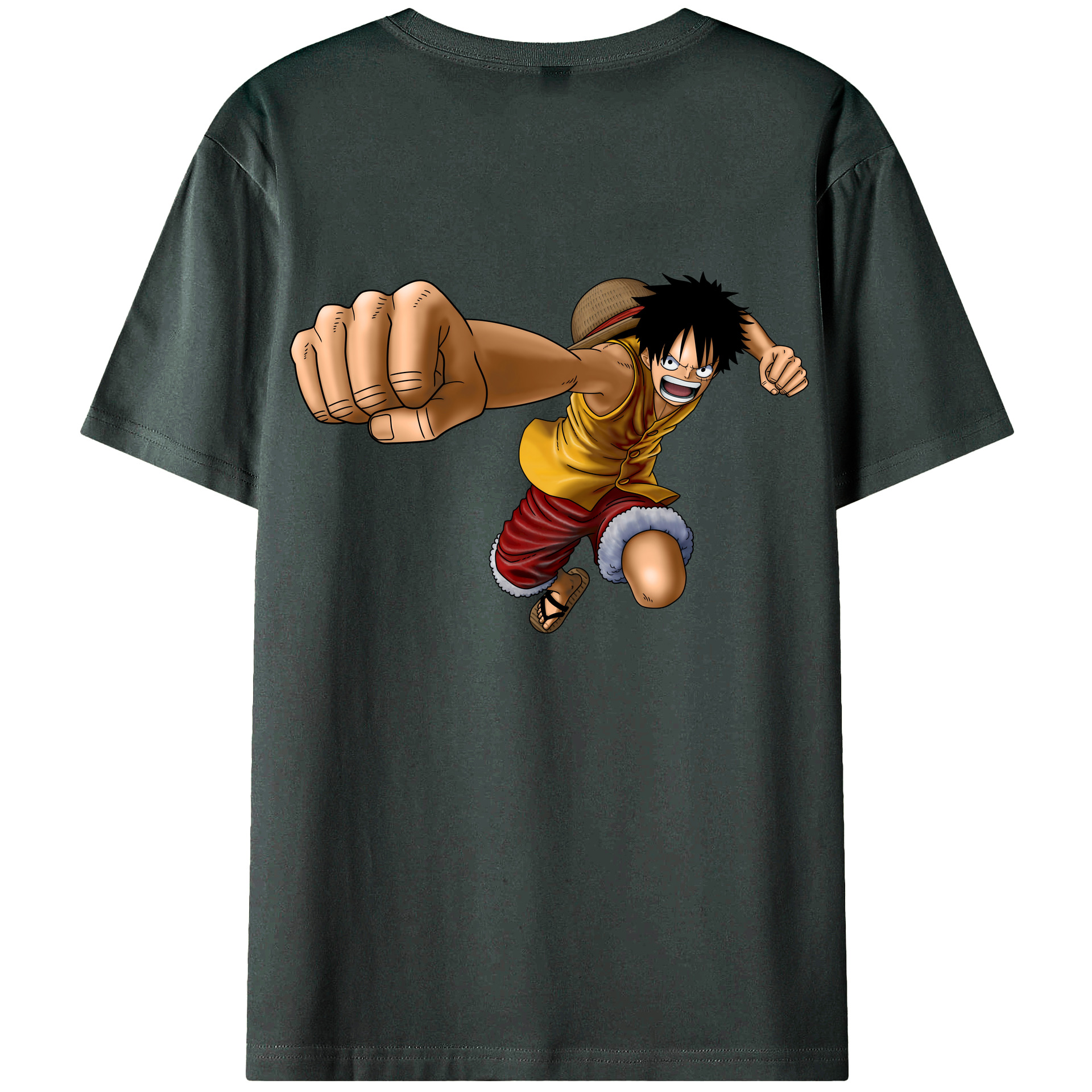 ワンピース モンキー・D・ルフィ ONE PIECE Monkey D. Luffy 綿100％ メンズ半袖Tシャツ（バックプリント） 通気性